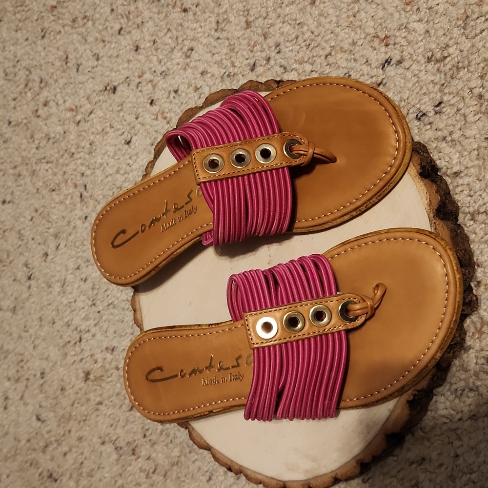 Contessa Pink Slide Leather Sandals Made in Italy Size 5